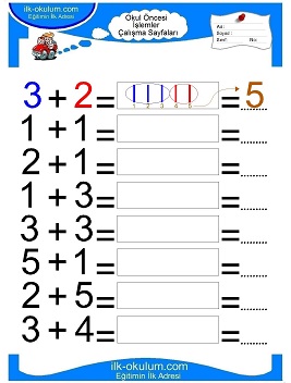 Çocuklar İçin toplam işlemi yaprak testleri 